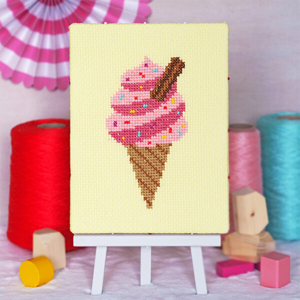 Ice cream cross stitch kit caterpillar design