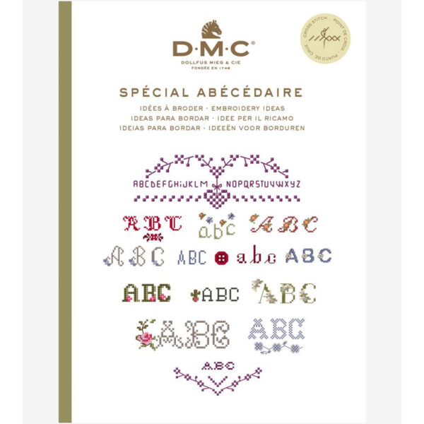 DMC hæfte med korsstingsmønstre med alfabetet.